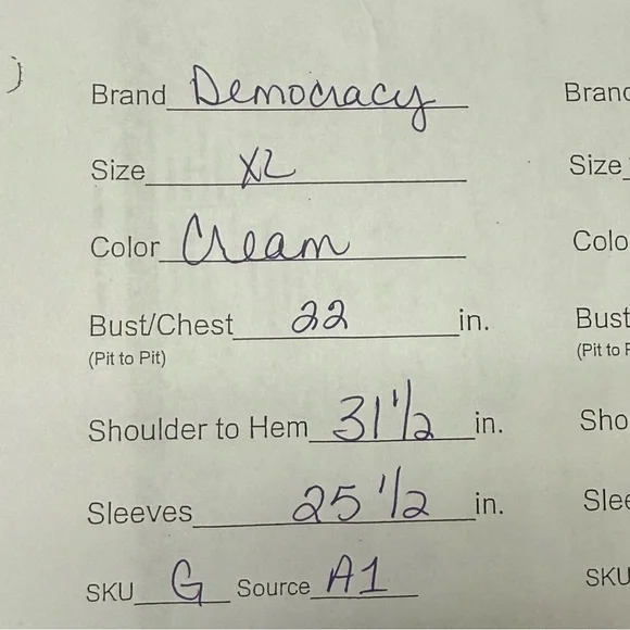 Democracy Cream Lace Yoke Button Front Blouse Top XL Boho Chic Lightweight - Picture 8 of 8